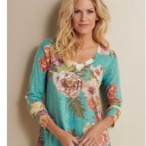 Soft Surroundings light sweater tunic blue green base